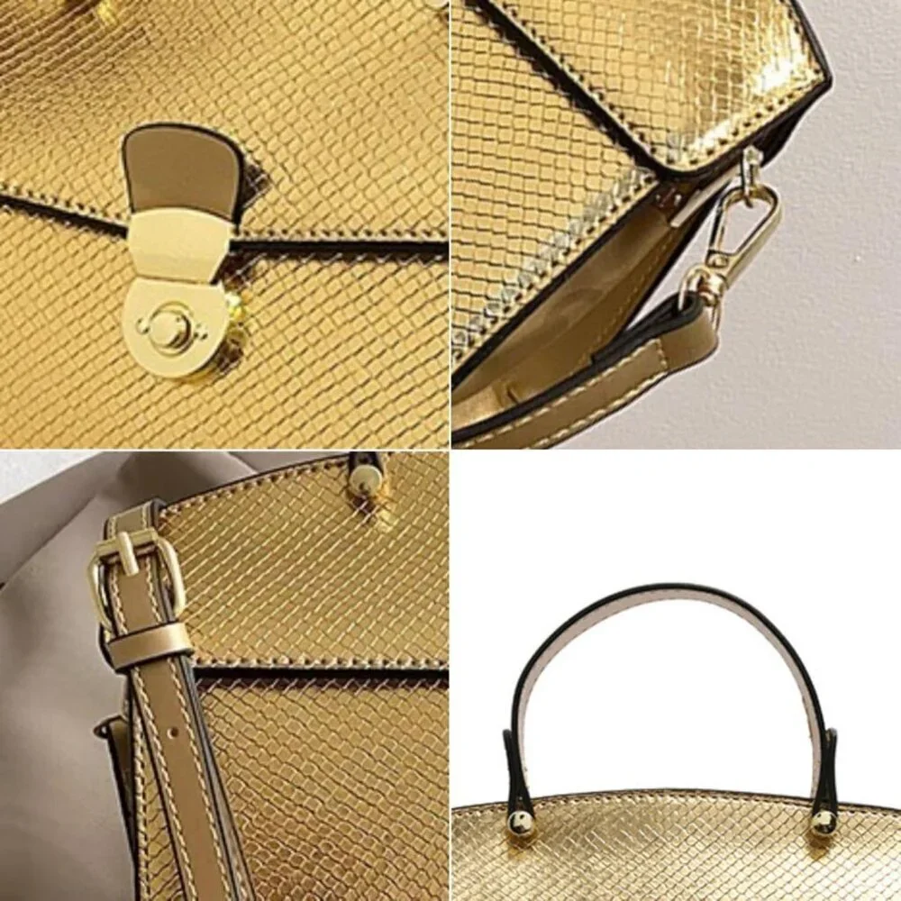 Women's Faux Leather Snake Pattern Evening Handbag Crossbody Clutch Tote